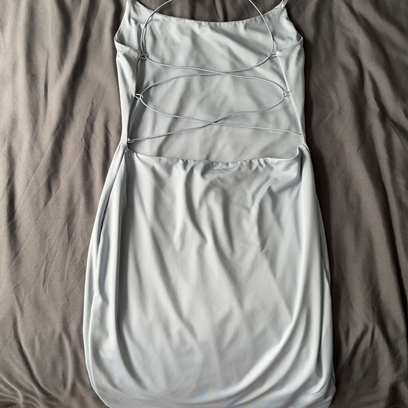 Baby blue mini dress-bought for vacation worn a few times-skinny straps/backless - Picture 2 of 2